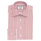 Thomas Pink Bill Stripe Slim Fit Button Cuff Shirt Red/white