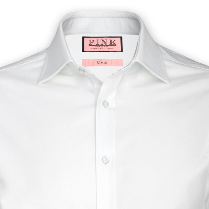 Thomas Pink Royal Oxford Classic Fit Button Cuff Shirt White Long
