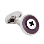 Thomas Pink Enamel Button Cufflinks By Babette Wasserman Silver/purple