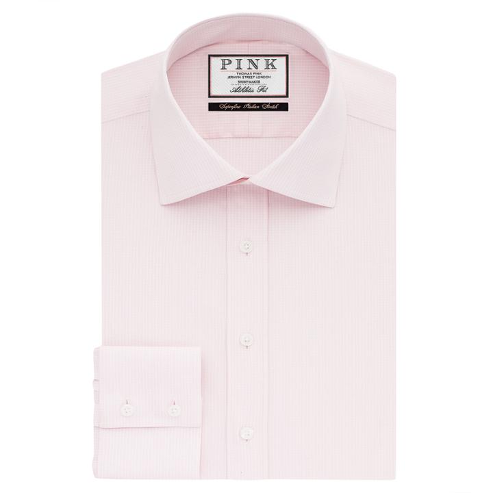 Thomas Pink Hardwick Check Athletic Fit Button Cuff Shirt Pale Pink/white