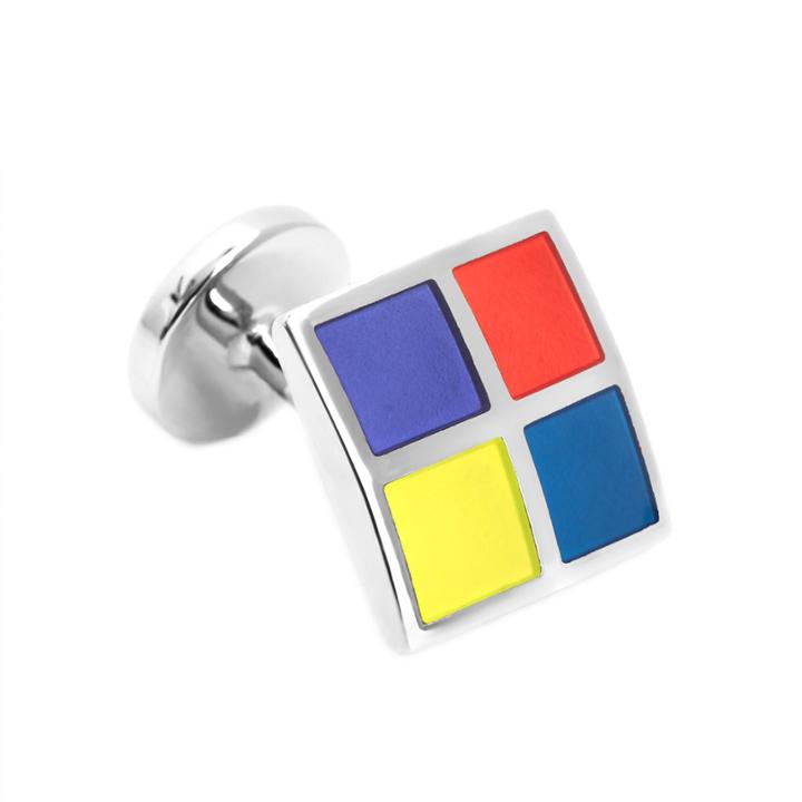 Thomas Pink Four Panel Cufflinks Yellow/blue
