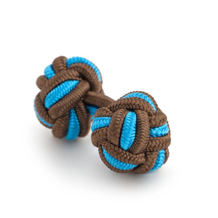 Thomas Pink Classic Two - Tone Cuff Knots Brown/turquoise