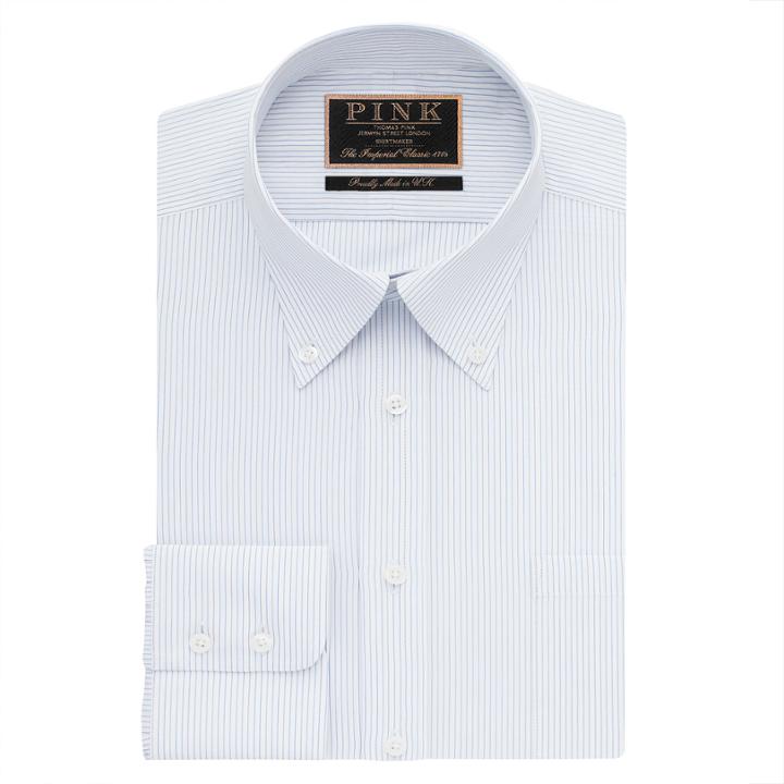 Thomas Pink Quinn Stripe Classic Fit Button Cuff Shirt White/blue Regular