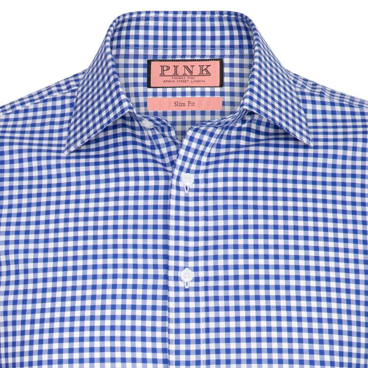 Thomas Pink Kilmoray Check Slim Fit Double Cuff Shirt Navy/white