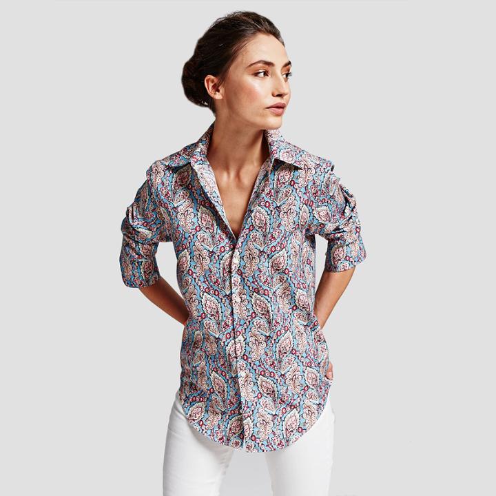 Thomas Pink Darcy Paisley Print Shirt Pale Blue/multi