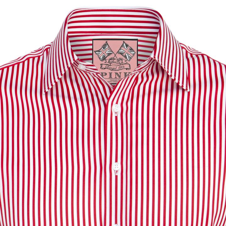 Thomas Pink Algernon Stripe Slim Fit Double Cuff Shirt White/red
