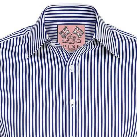 Thomas Pink Algernon Stripe Slim Fit Double Cuff Shirt White/navy