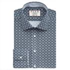 Thomas Pink Nicholson Print Classic Fit Button Cuff Shirt Navy/white  Regular