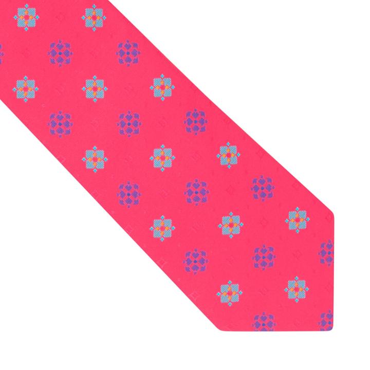Thomas Pink Grimsby Flower Woven Tie Pink/purple