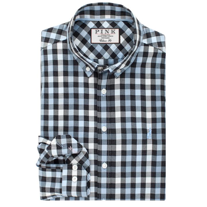 Thomas Pink Jeffers Check Classic Fit Button Cuff Shirt Blue/black