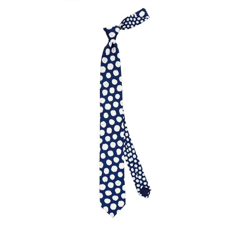 Thomas Pink Hand Painted Spot Printed Tie Navy/white