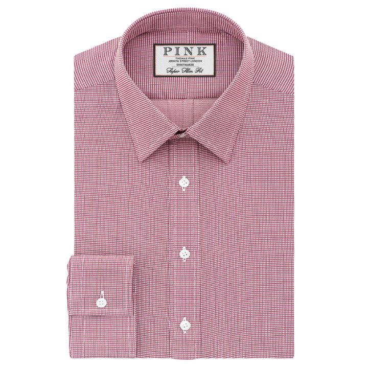 Thomas Pink Hartley Texture Super Slim Fit Button Cuff Shirt Red/white