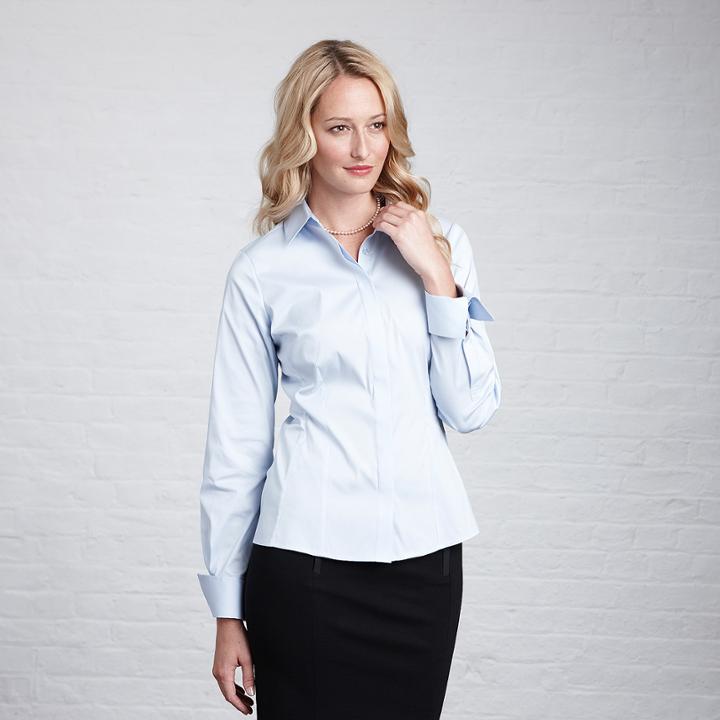 Thomas Pink Stretch Shirt - Cocktail Cuff Pale Blue/plain