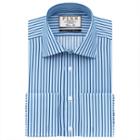 Thomas Pink Gibson Stripe Classic Fit Double Cuff Shirt Pale Blue/blue  Long