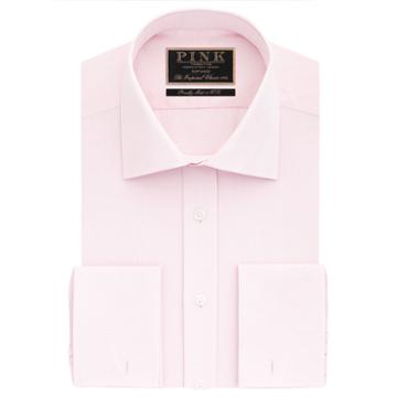 Thomas Pink Jared Check Classic Fit Double Cuff Shirt Pale Pink/white  Long