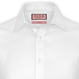 Thomas Pink Ronan Texture Classic Fit Double Cuff Shirt White Regular