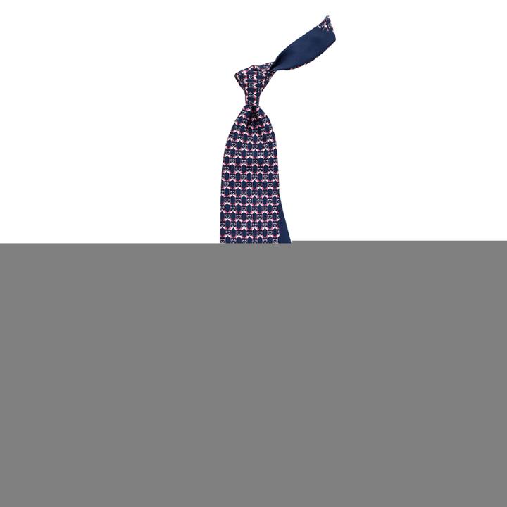 Thomas Pink Flamingo Heart Printed Tie Navy/pink