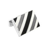 Thomas Pink Rep Stripe Cufflinks Black/white