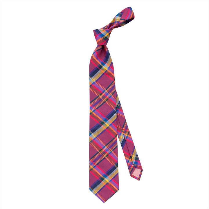 Thomas Pink Grinstead Check Woven Tie Pink/purple