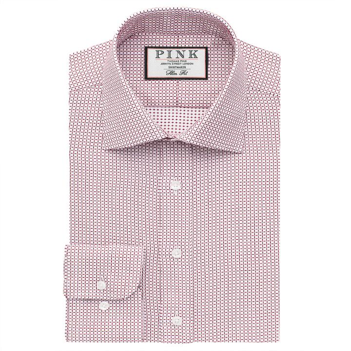 Thomas Pink Kingsford Check Slim Fit Button Cuff Shirt White/red