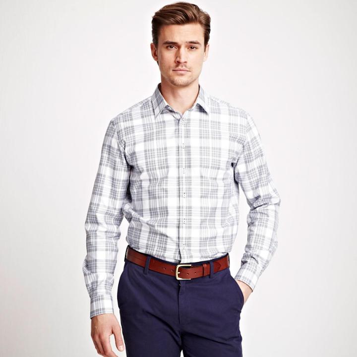 Thomas Pink Herschel Check Shirt - Button Cuff White/navy