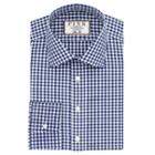 Thomas Pink Summers Check Slim Fit Button Cuff Shirt Navy/white  Long