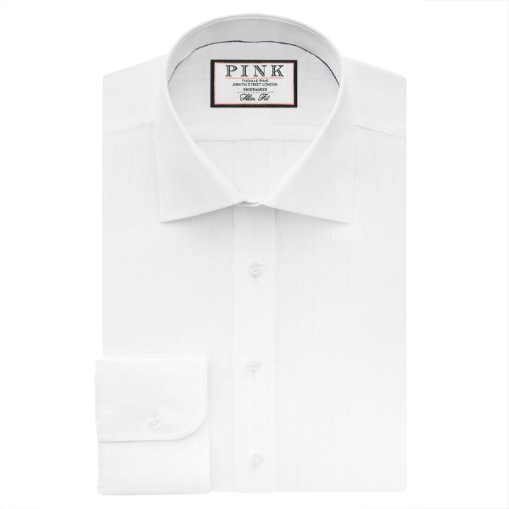 Thomas Pink Suffolk Stripe Slim Fit Button Cuff Shirt White/white