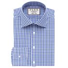 Thomas Pink Summers Check Classic Fit Button Cuff Shirt Blue/white  Long