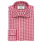 Thomas Pink Alder Check Super Slim Fit Button Cuff Shirt Red/white