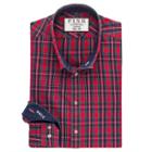 Thomas Pink Potter Check Slim Fit Button Cuff Shirt Red/multi