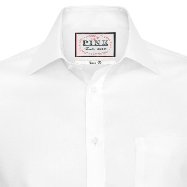 Thomas Pink Dillon Plain Classic Fit Button Cuff Shirt White Long