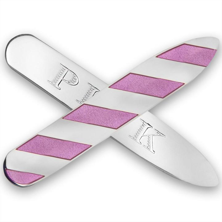 Thomas Pink Striped Collar Bones Silver/pink