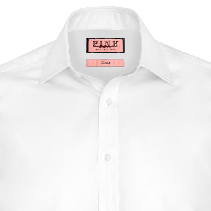 Thomas Pink Edmond Plain Classic Fit Button Cuff Shirt White Long