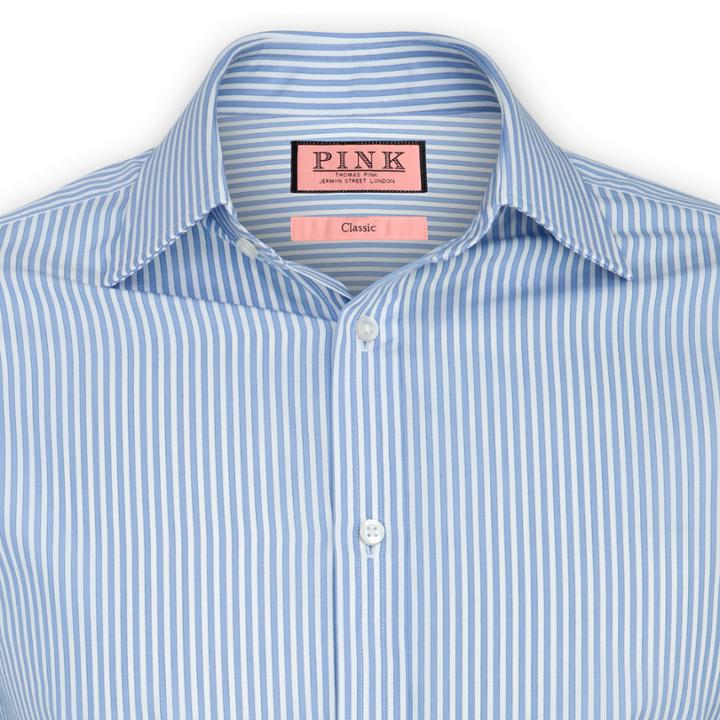 Thomas Pink Ian Stripe Classic Fit Double Cuff Shirt Blue/white Regular