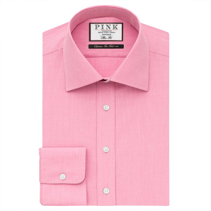 Thomas Pink Derick Plain Slim Fit Button Cuff Shirt Pink