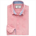 Thomas Pink Knighton Texture Slim Fit Button Cuff Shirt Red/white