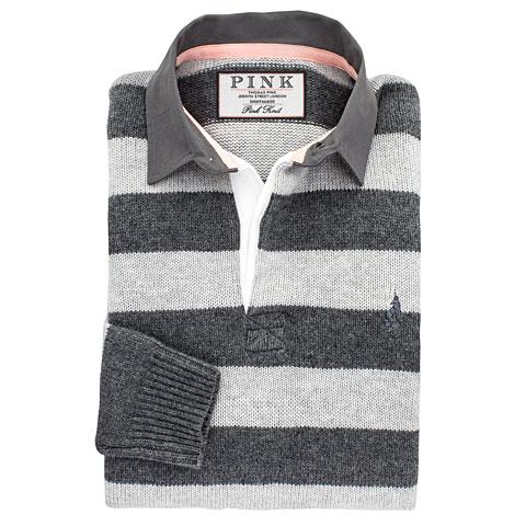 Thomas Pink Stanford Rugby Jersey Pale Grey/grey