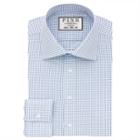 Thomas Pink Flynn Check Super Slim Fit Button Cuff Shirt White/blue