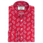Thomas Pink Hayward Print Slim Fit Button Cuff Shirt Red/blue