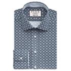 Thomas Pink Nicholson Print Classic Fit Button Cuff Shirt Navy/white  Long