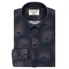 Thomas Pink Watts Print Slim Fit Button Cuff Shirt Charcoal/multi