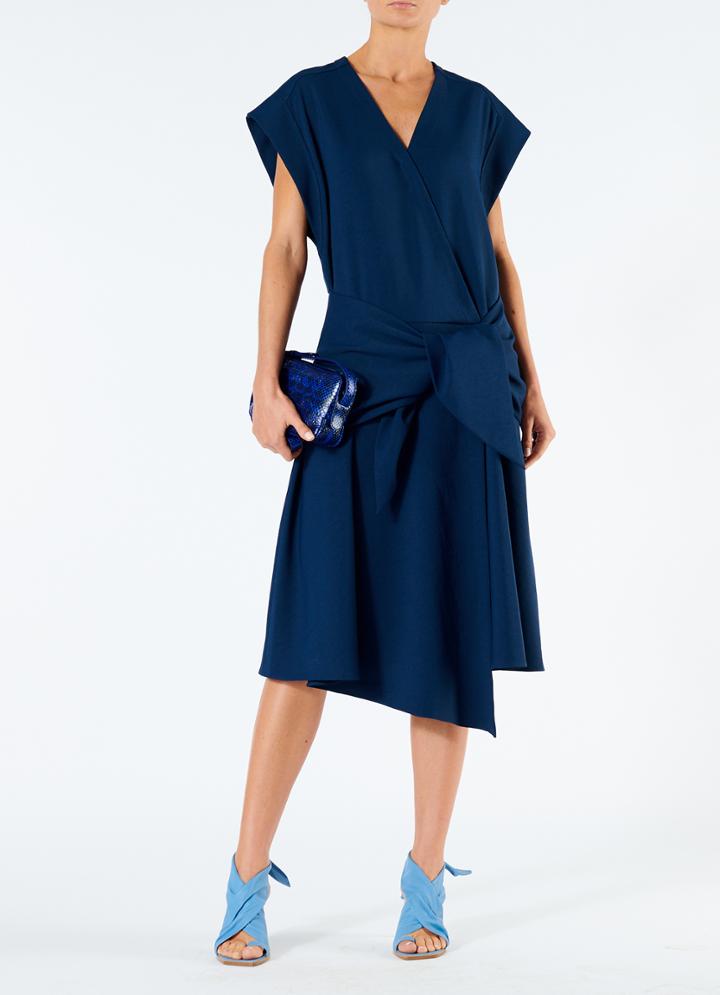 Chalky Drape Sleeveless Midi Wrap Dress