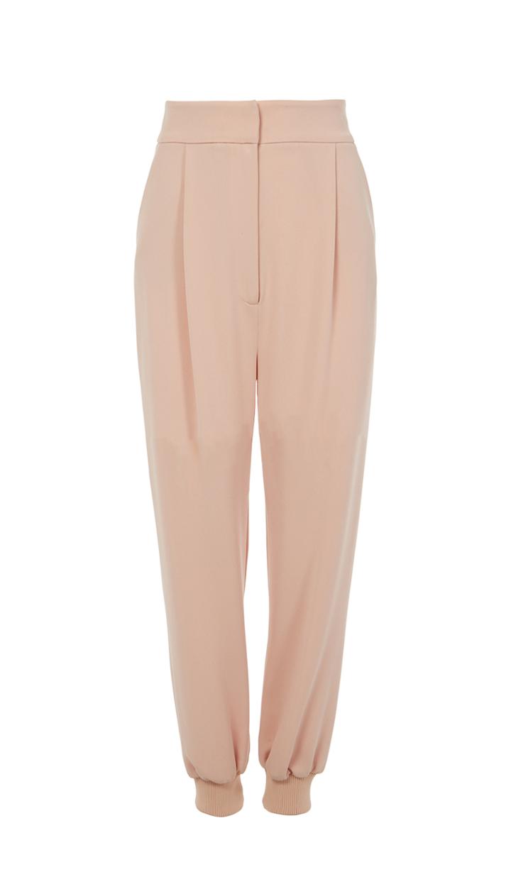 Triacetate High Waisted Pants With Rib Hem (short)