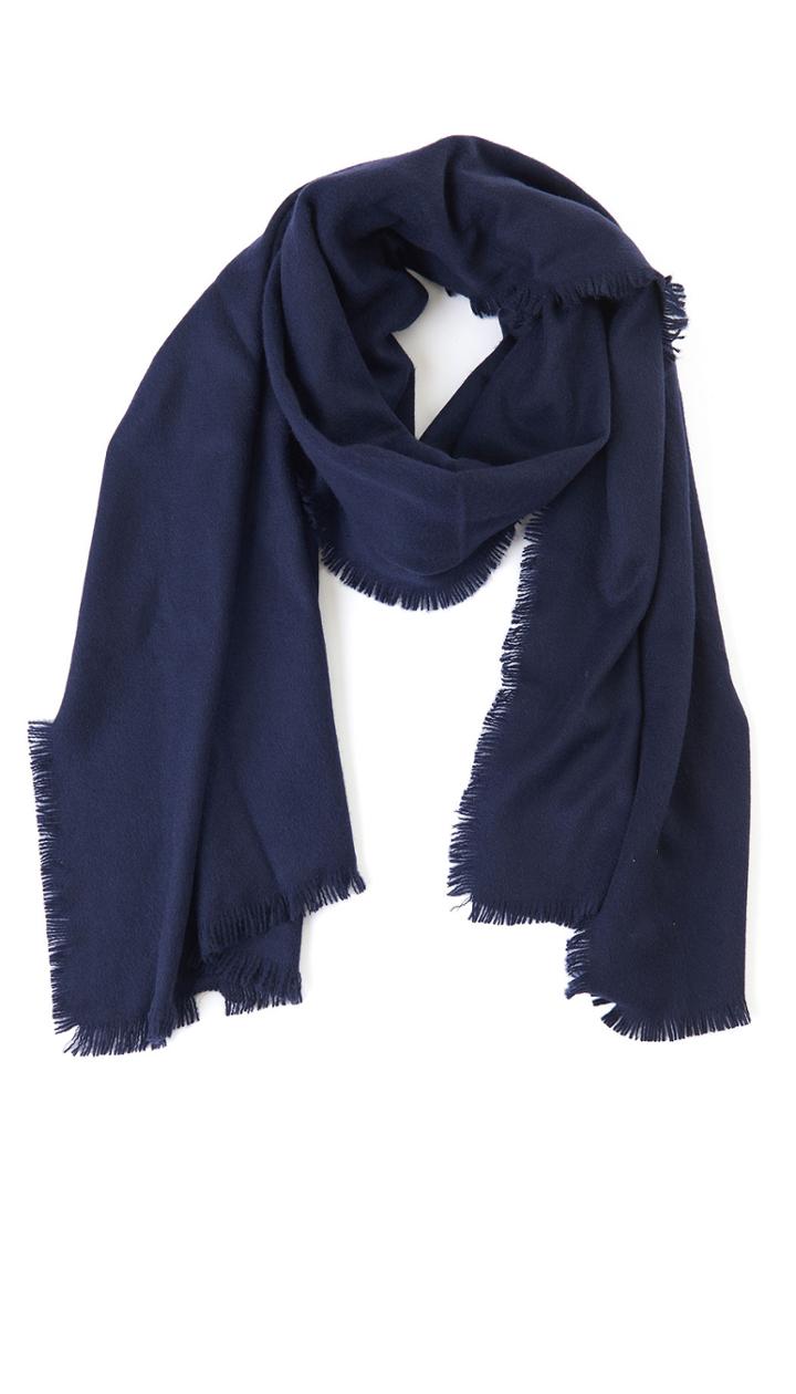 Navy Fringe Scarf