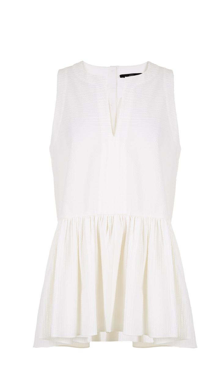 Seersucker Peplum Top