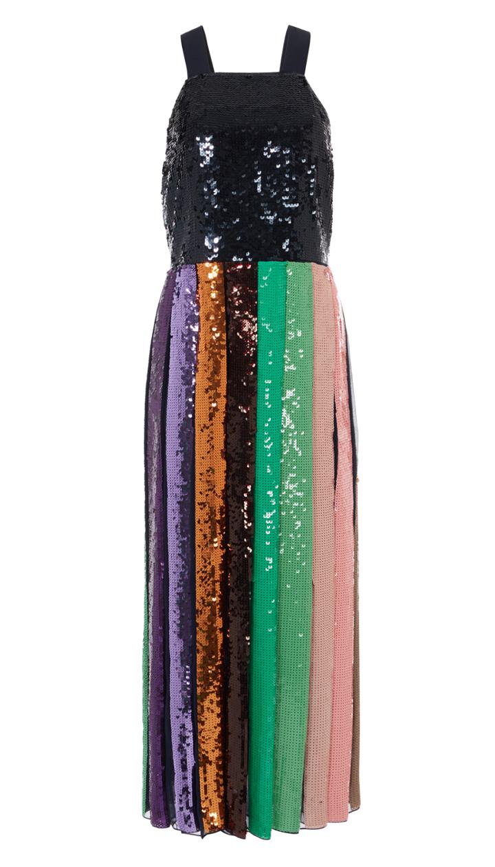 Striped Sequined Overall Dress