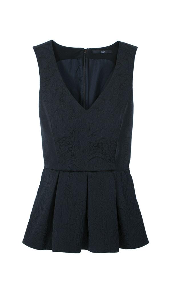 Lia Jacquard Peplum Top