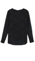 Tapestry Print Mesh Sleeve Top