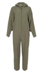 Washed Viscose Twill Hoodie Jumpsuit With Open Back