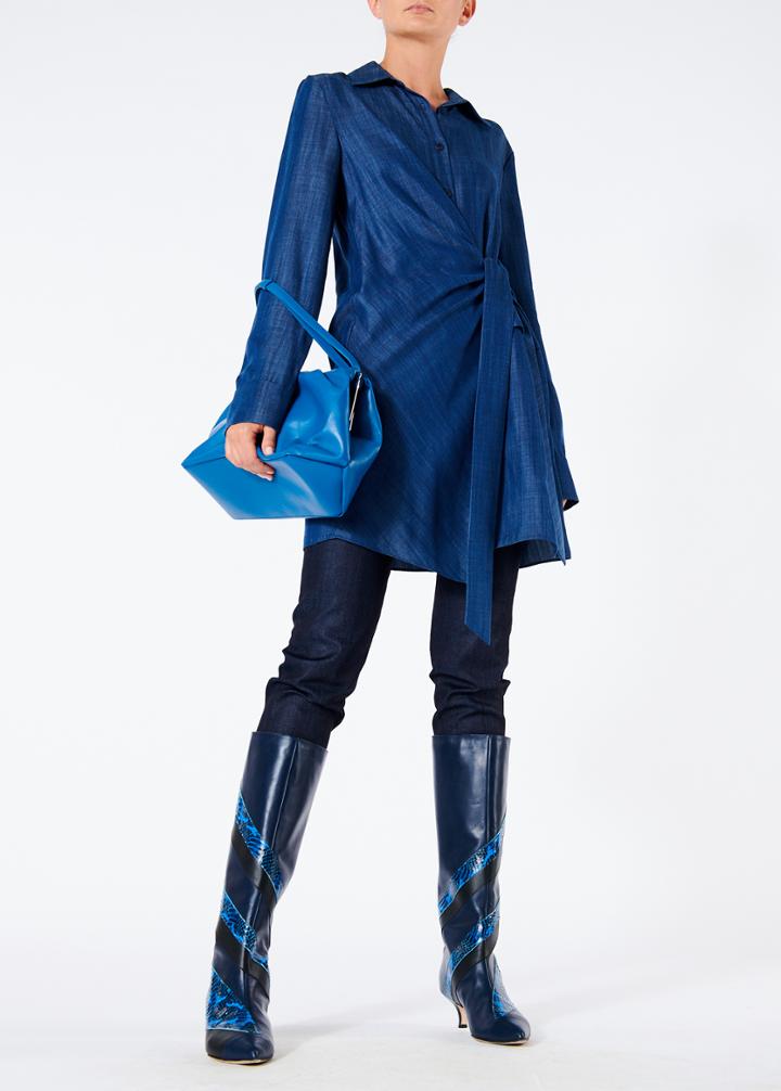 Dark Indigo Drape Tunic Dress
